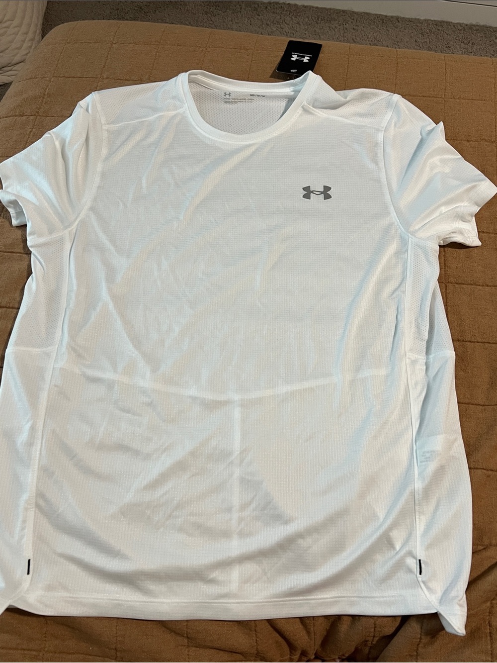 Under Armour White Short Sleeve Performance Tee with Silver Logo